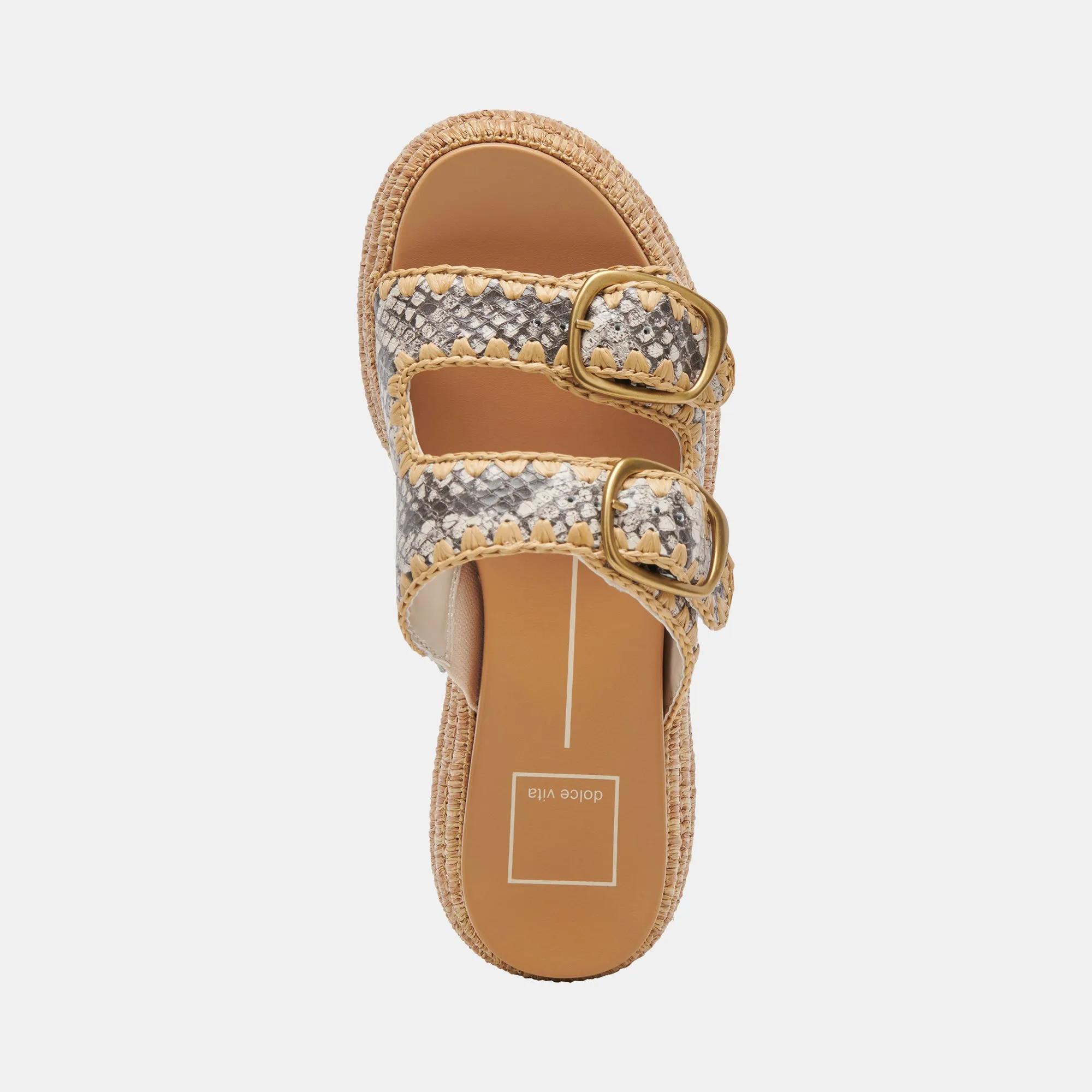 WANIKA SANDALEN SCHWARZ WEIß GEPRÄGTES LEDER