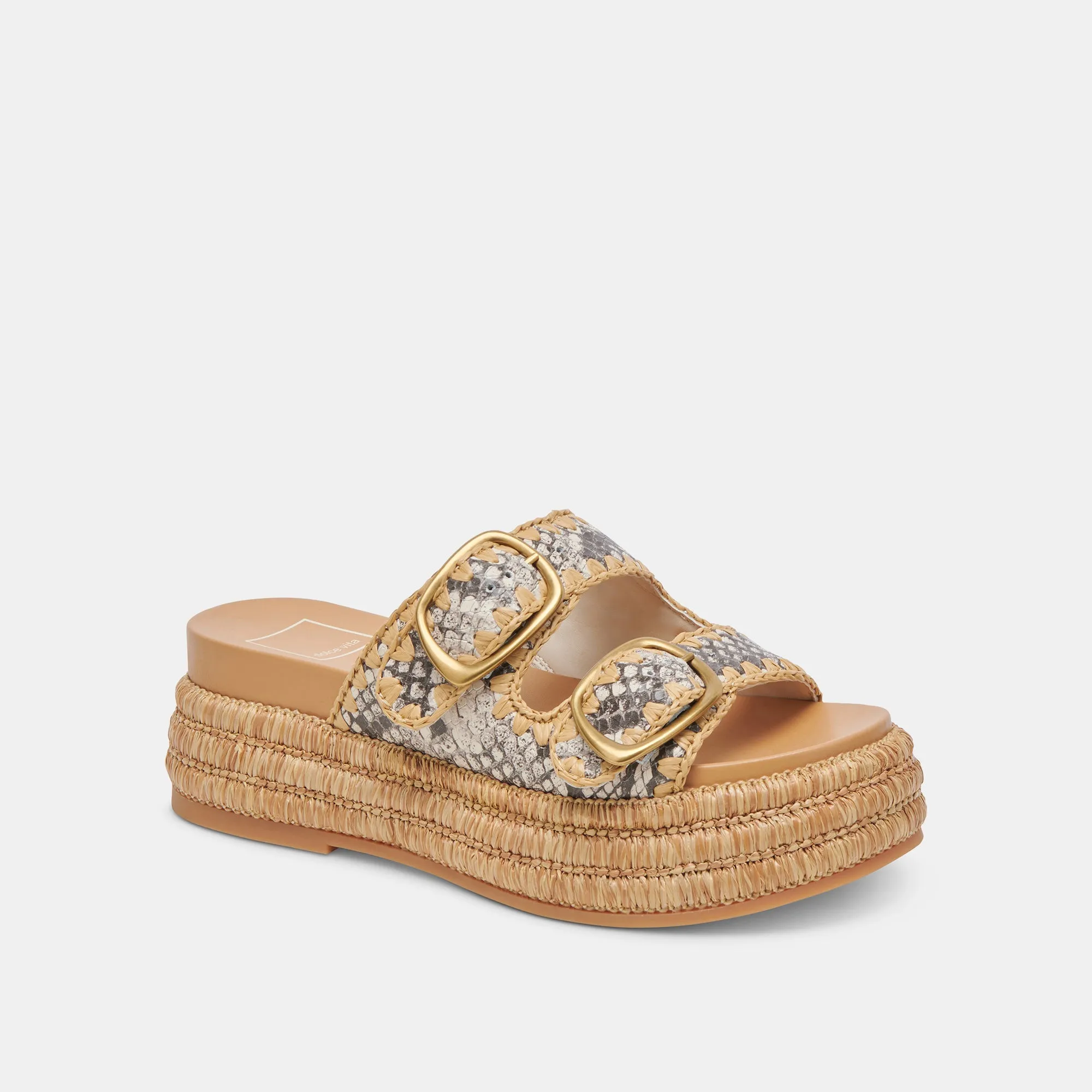 WANIKA SANDALEN SCHWARZ WEIß GEPRÄGTES LEDER
