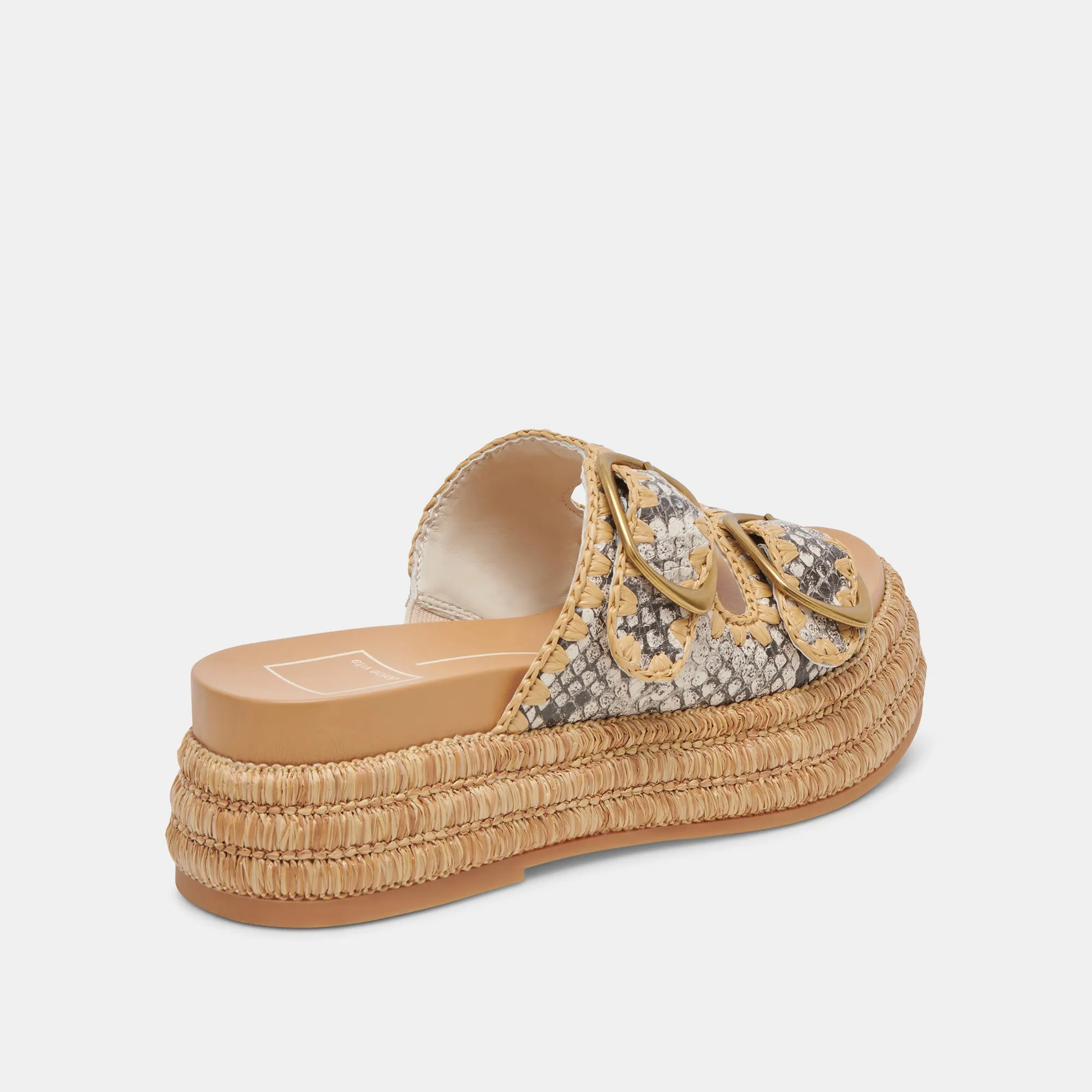 WANIKA SANDALEN SCHWARZ WEIß GEPRÄGTES LEDER