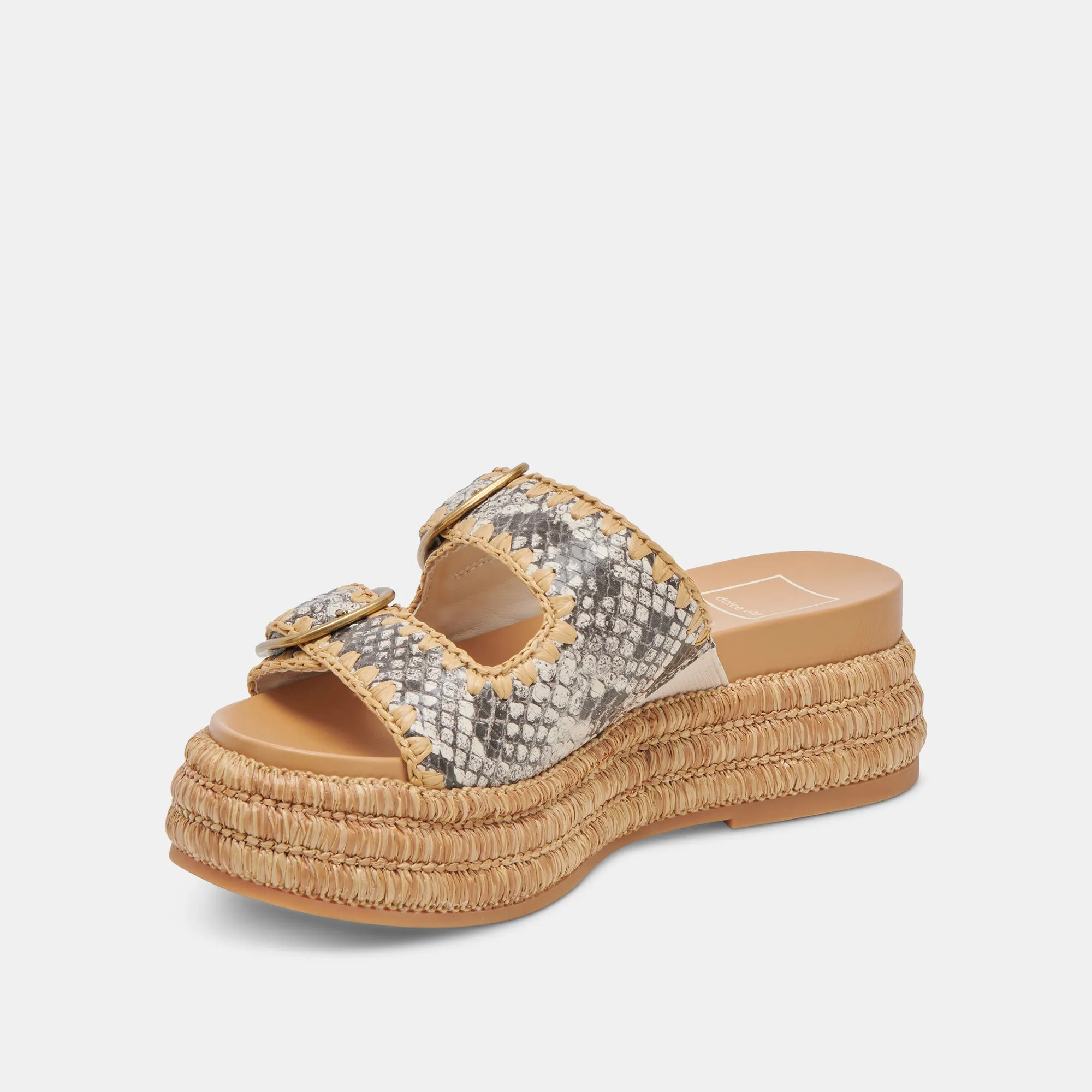 WANIKA SANDALEN SCHWARZ WEIß GEPRÄGTES LEDER