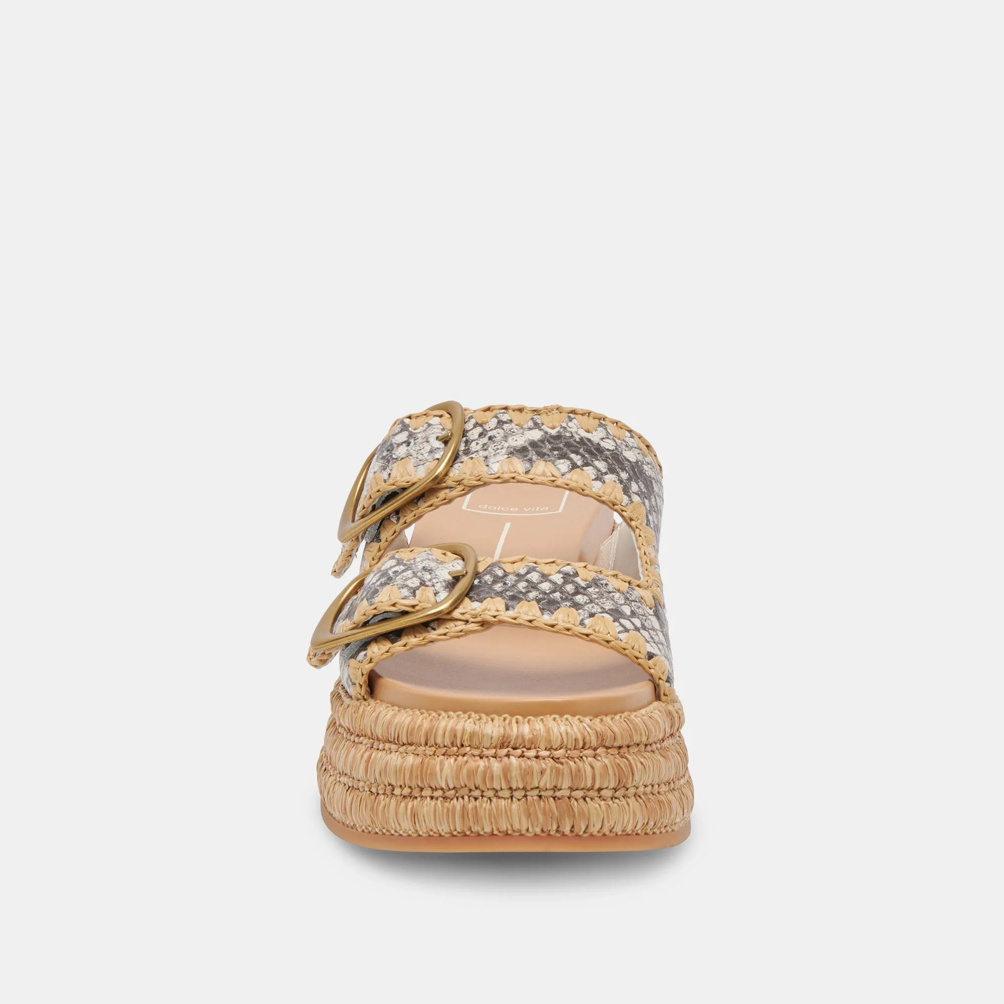 WANIKA SANDALEN SCHWARZ WEIß GEPRÄGTES LEDER