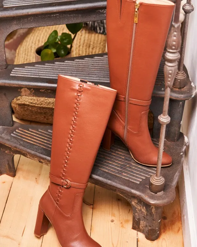 Westminster Vegane Leder-Kniestiefel | Kamel