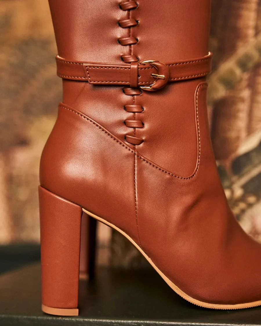 Westminster Vegane Leder-Kniestiefel | Kamel