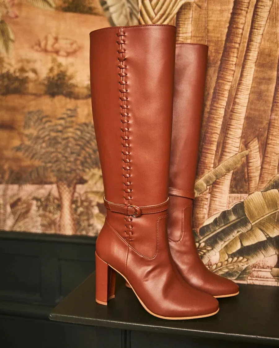 Westminster Vegane Leder-Kniestiefel | Kamel