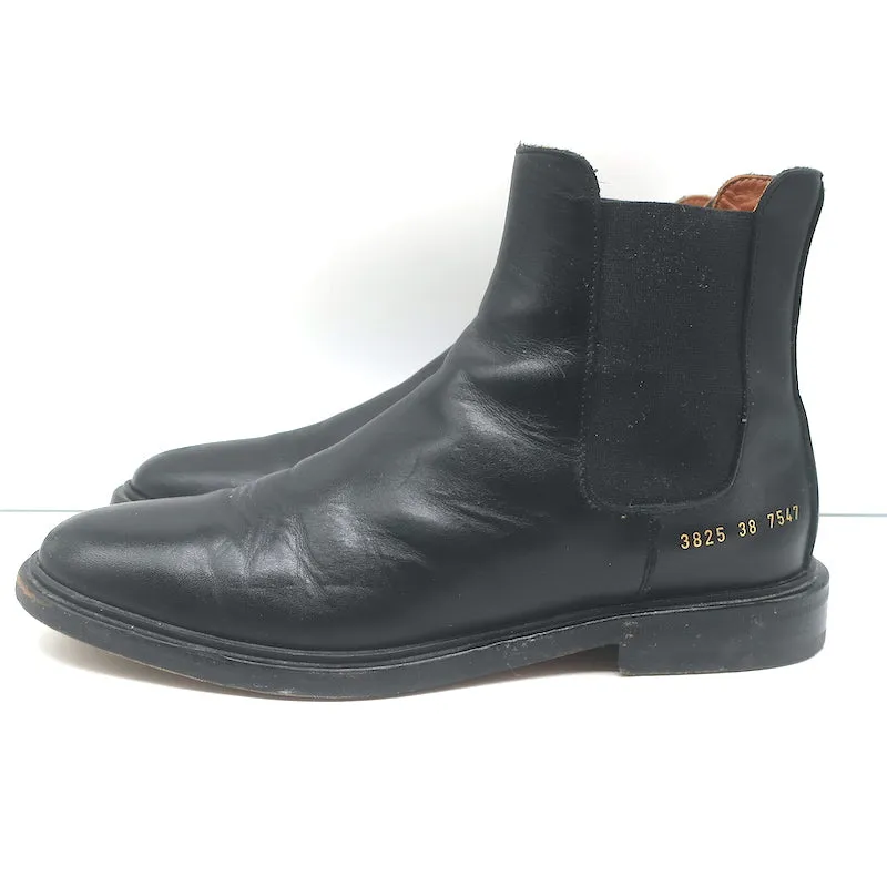 Chelsea-Stiefel von Common Projects in schwarzem Leder, Größe 38, flache Knöchelstiefel für Damen