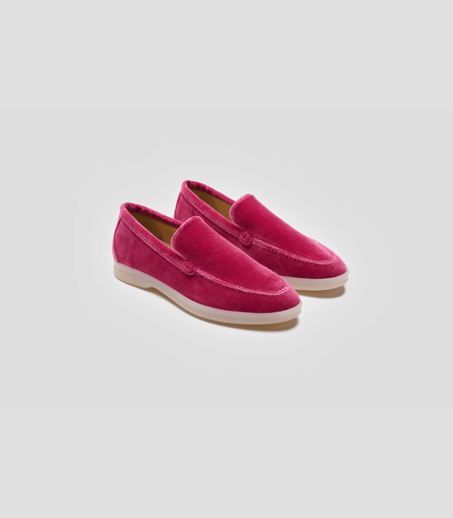 Damen Samt-Vegan-Loafer | Rosa