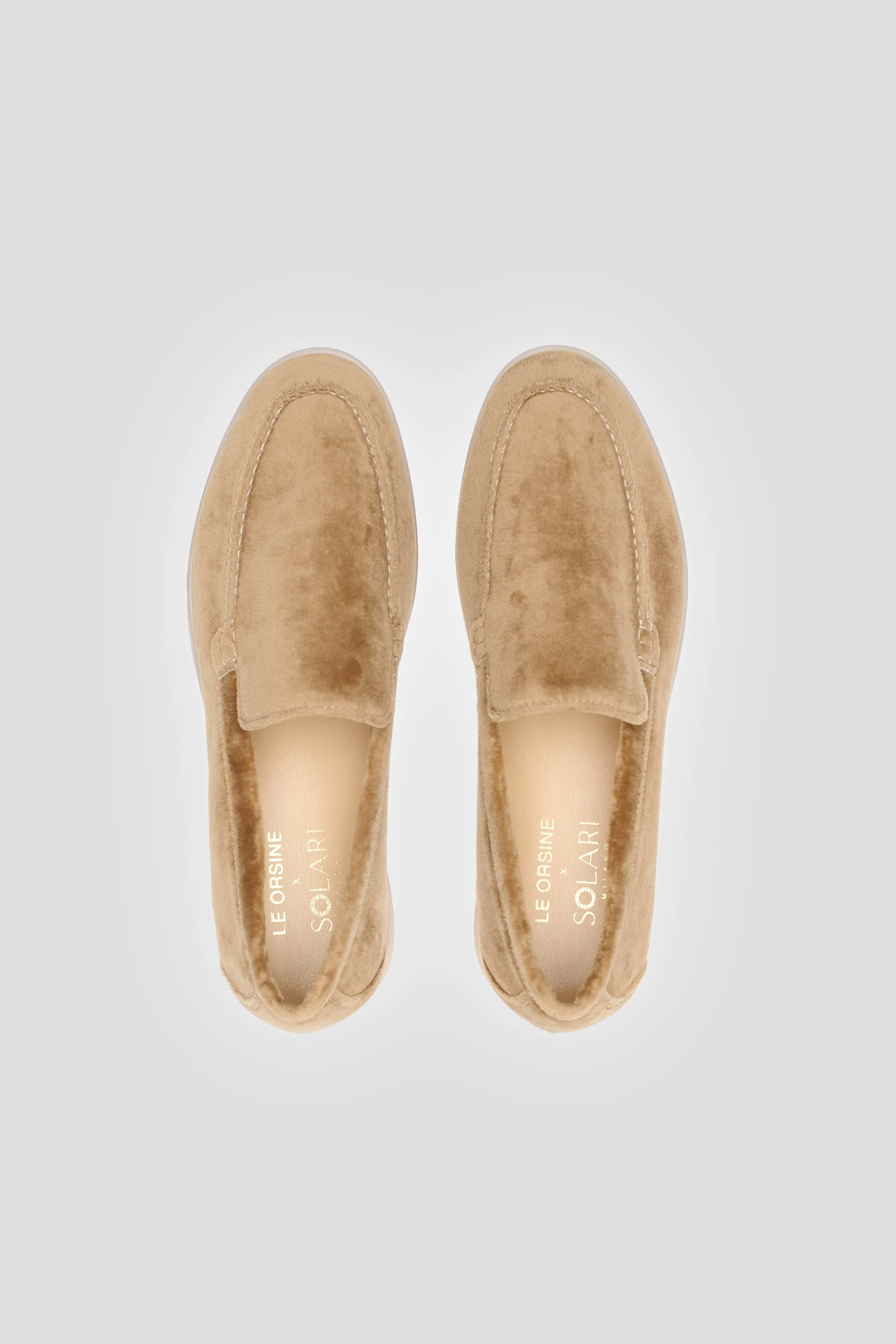 Damen Velvet Vegan Loafers | Taupe