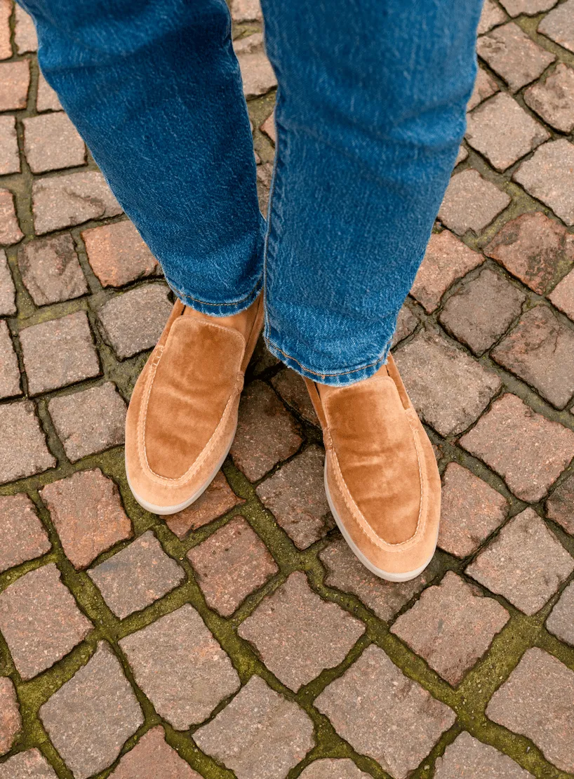 Damen Velvet Vegan Loafers | Taupe