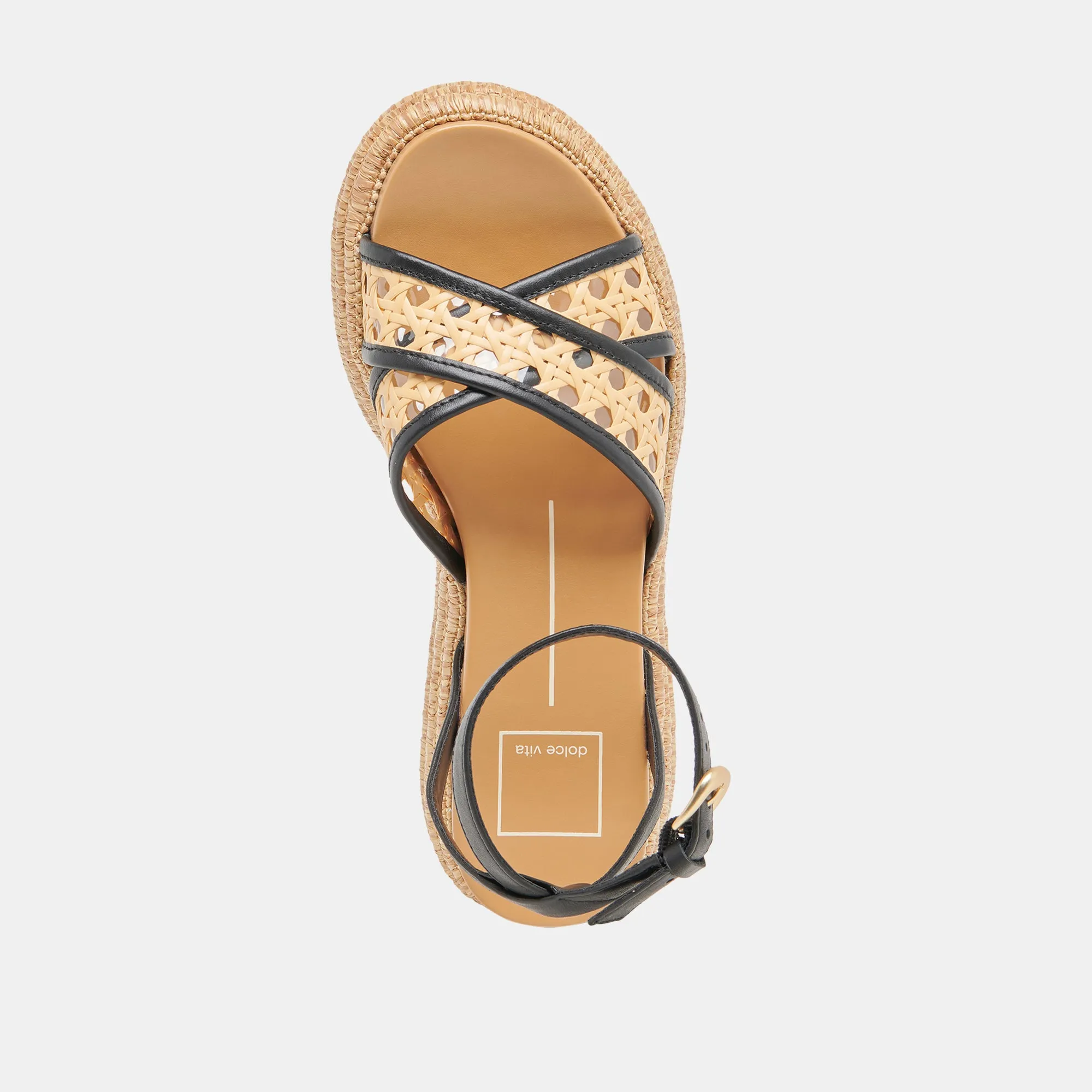 WRILEY SANDALETTEN SCHWARZ GEFLOCHTENE RAFFIA