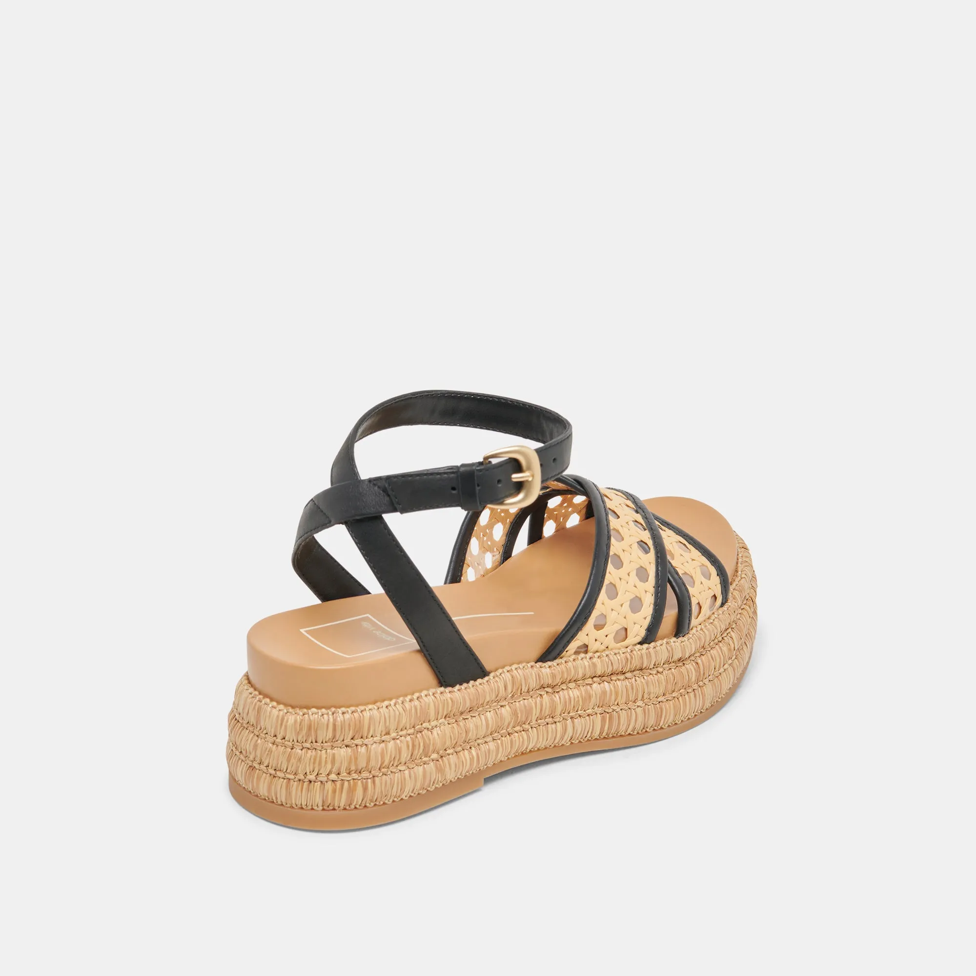WRILEY SANDALETTEN SCHWARZ GEFLOCHTENE RAFFIA