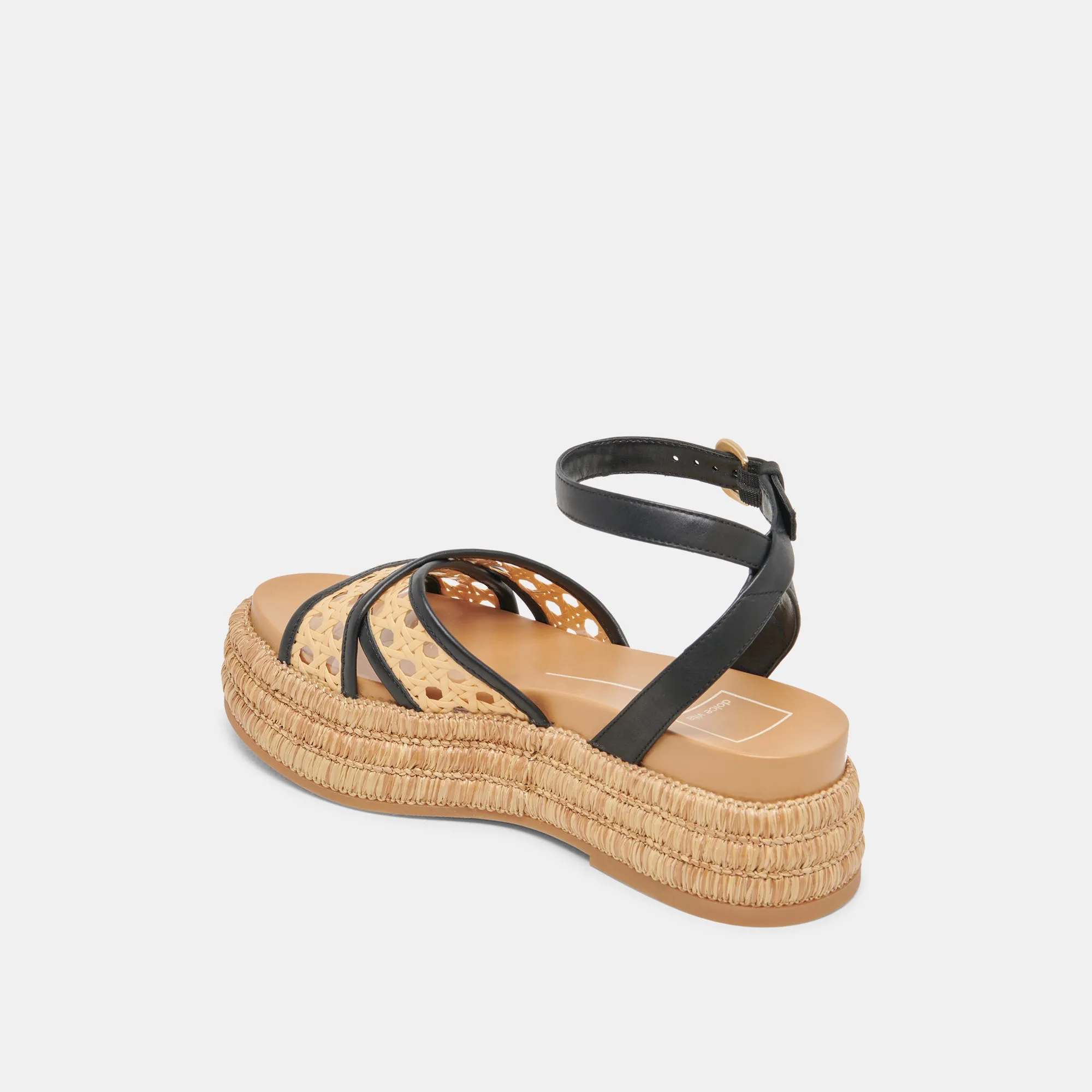 WRILEY SANDALETTEN SCHWARZ GEFLOCHTENE RAFFIA