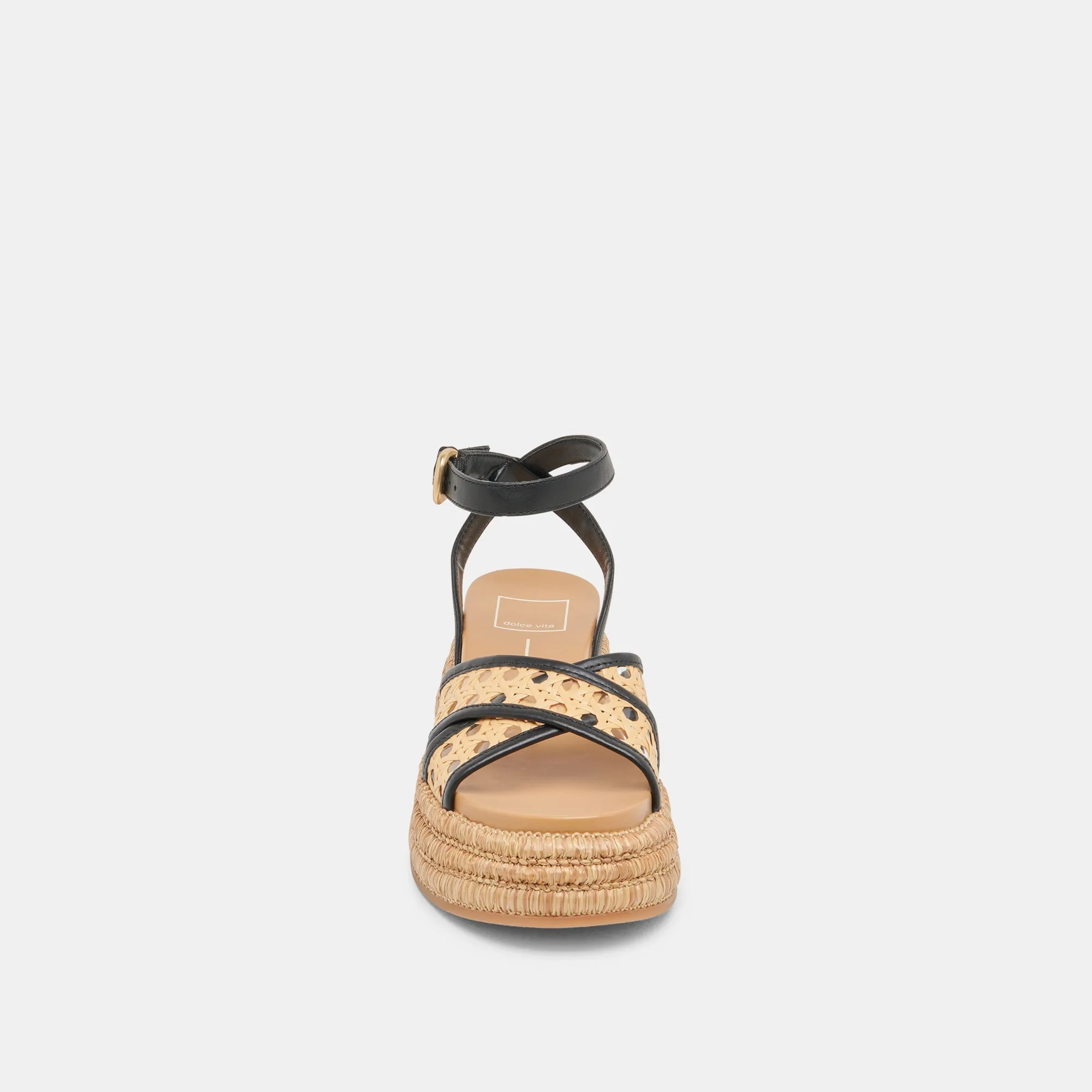 WRILEY SANDALETTEN SCHWARZ GEFLOCHTENE RAFFIA