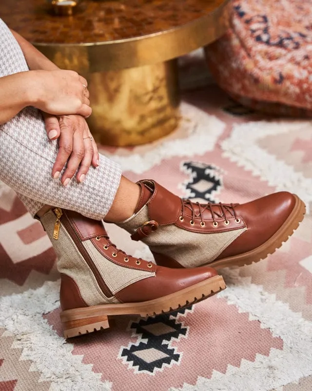 York Recycelte Getreide-Leder Vegane Stiefel | Kamel
