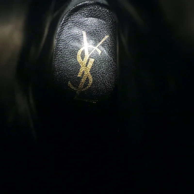 Yves Saint Laurent Tribute Plateaustiefel Grau Wildleder & Schwarz Lack Größe 38.5