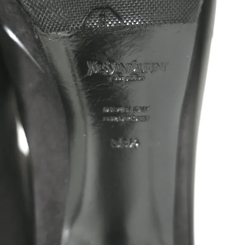 Yves Saint Laurent Tribute Plateaustiefel Grau Wildleder & Schwarz Lack Größe 38.5