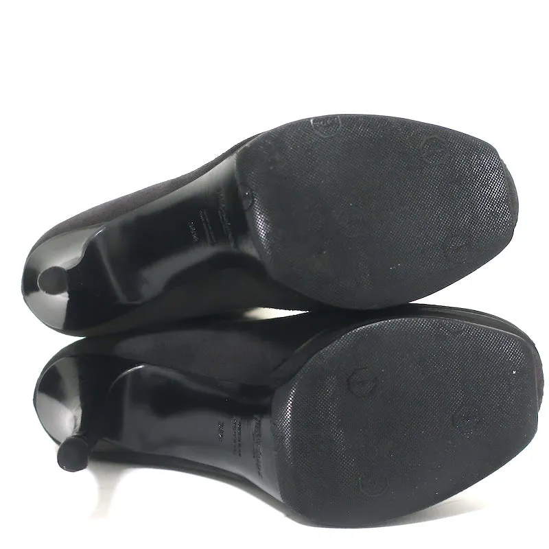Yves Saint Laurent Tribute Plateaustiefel Grau Wildleder & Schwarz Lack Größe 38.5