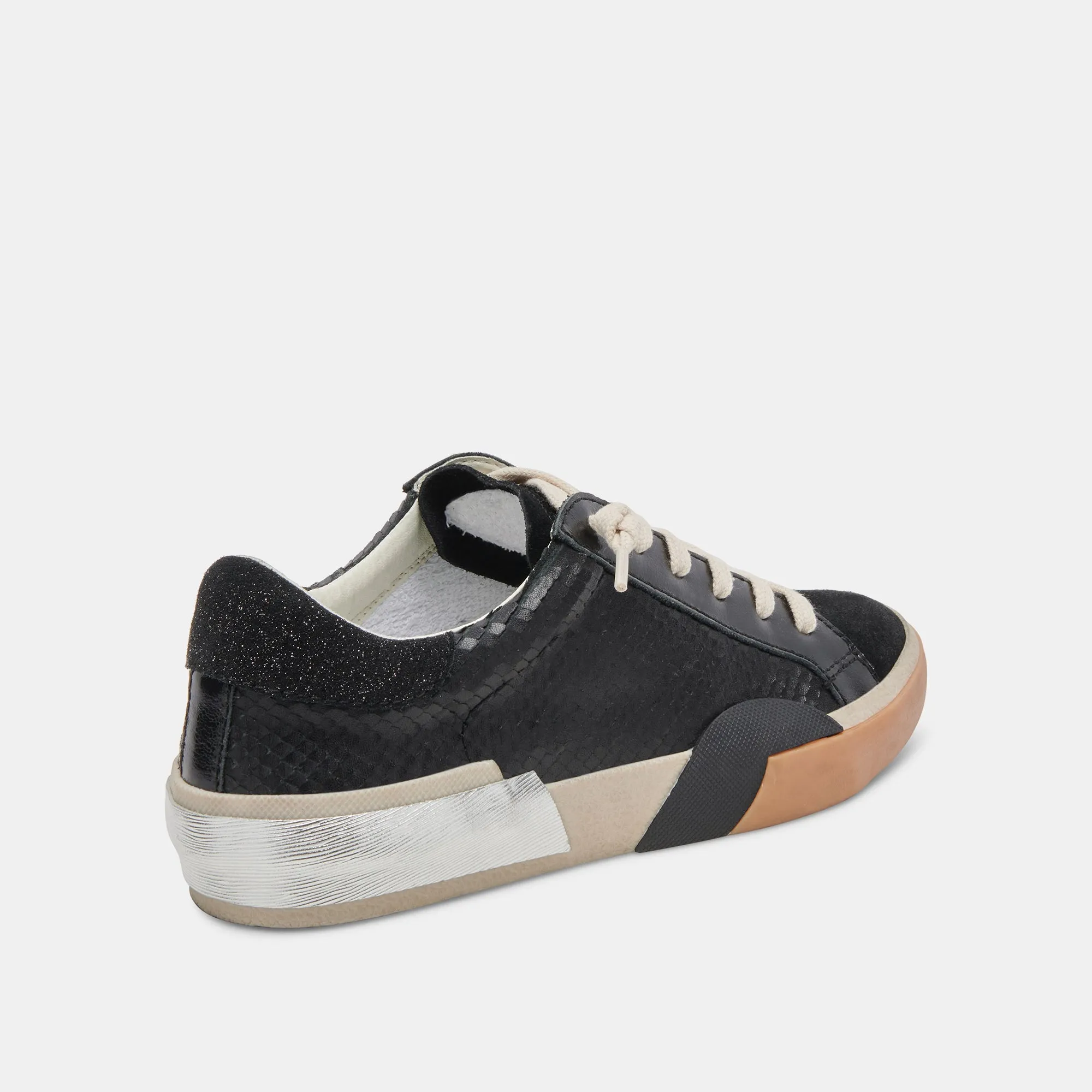 ZINA WEITE SNEAKER ONYX GEPRÄGTES LEDER