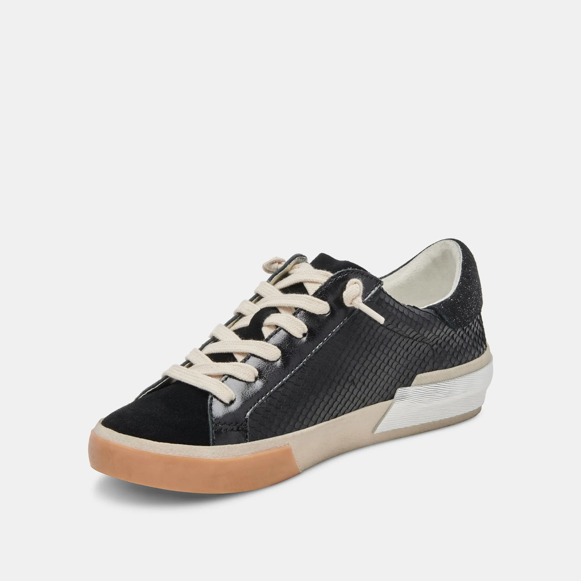 ZINA WEITE SNEAKER ONYX GEPRÄGTES LEDER