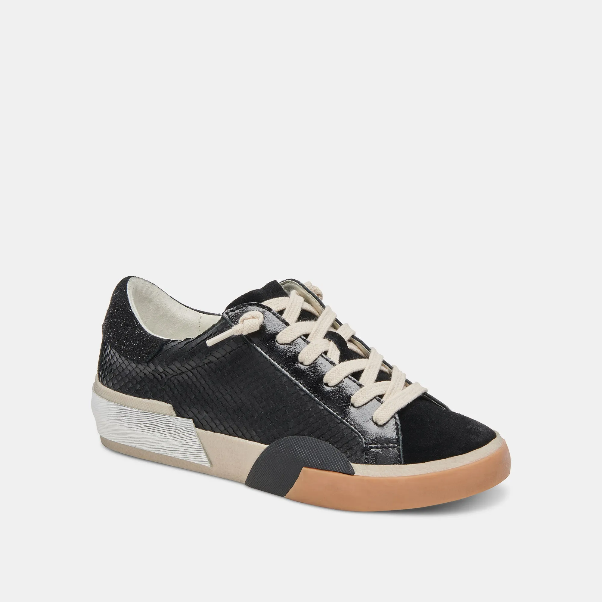 ZINA WEITE SNEAKER ONYX GEPRÄGTES LEDER